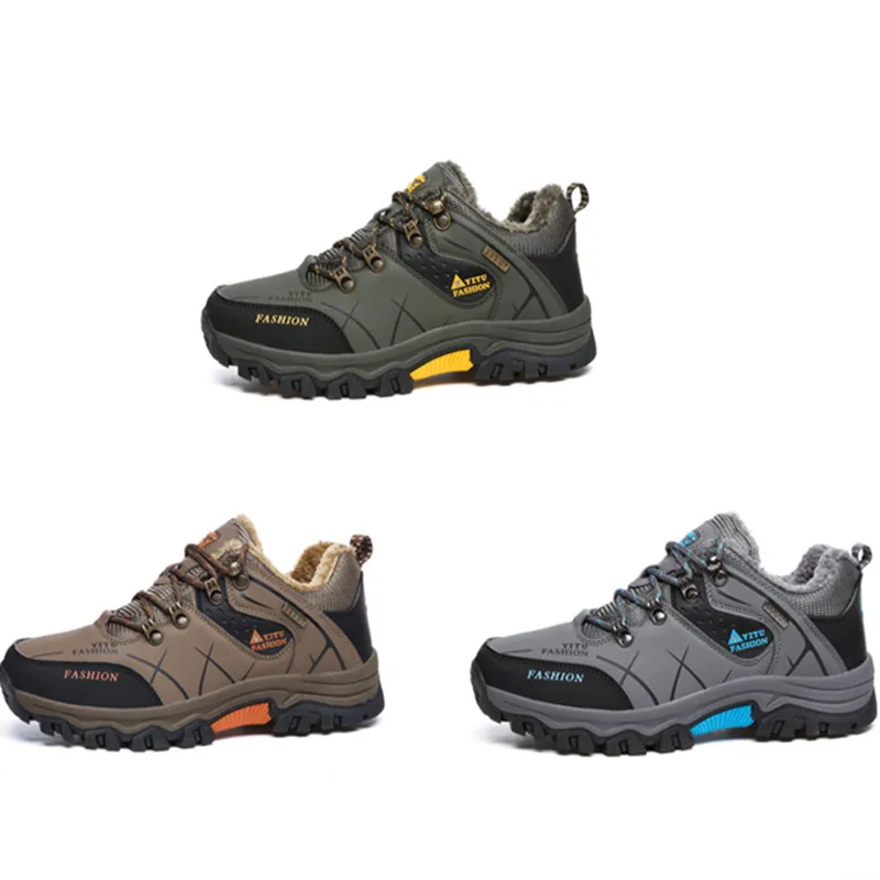 Men Anti-Skid Warm Plush Hunting Climbing Shoes Comfortable Women Durable Trekking Hiking Shoes Male Sports Sneakers Outdoor