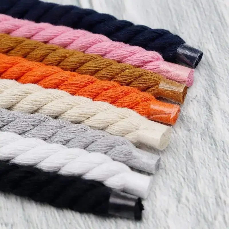 

New 10MM Round Shoelaces for Sneakers Cotton Linen Weaving Bold Shoelace Vintage Low-top Canvas DIY Shoe Laces for Women Men
