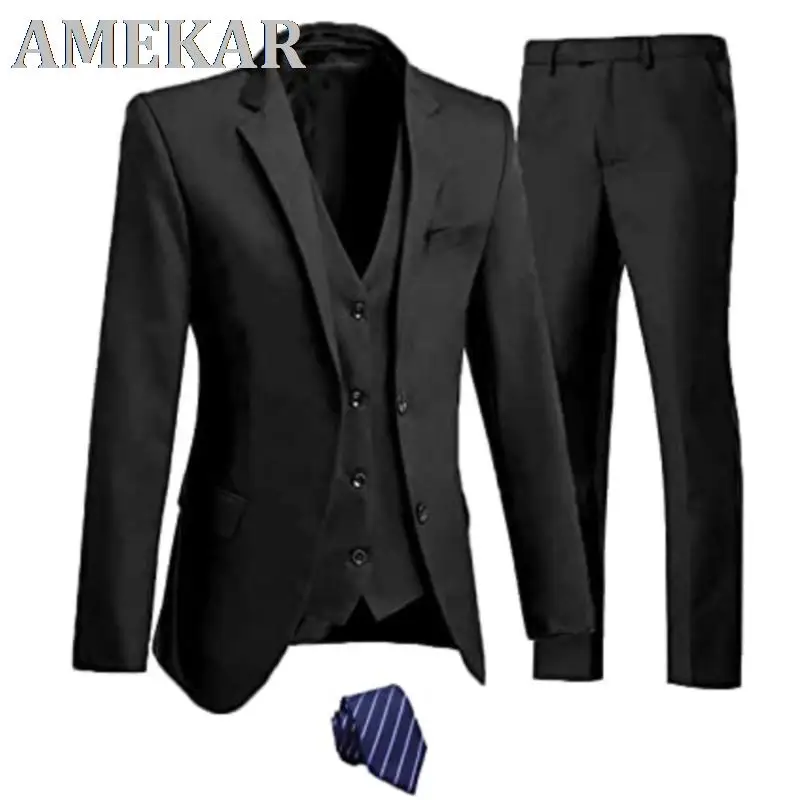 

Men's Suit Slim Fit Suit Prom Tuxedo For Man Formal Blazer Dress 3 Piece Sets Jacket Vest Pants With Tie Business Wedding Party