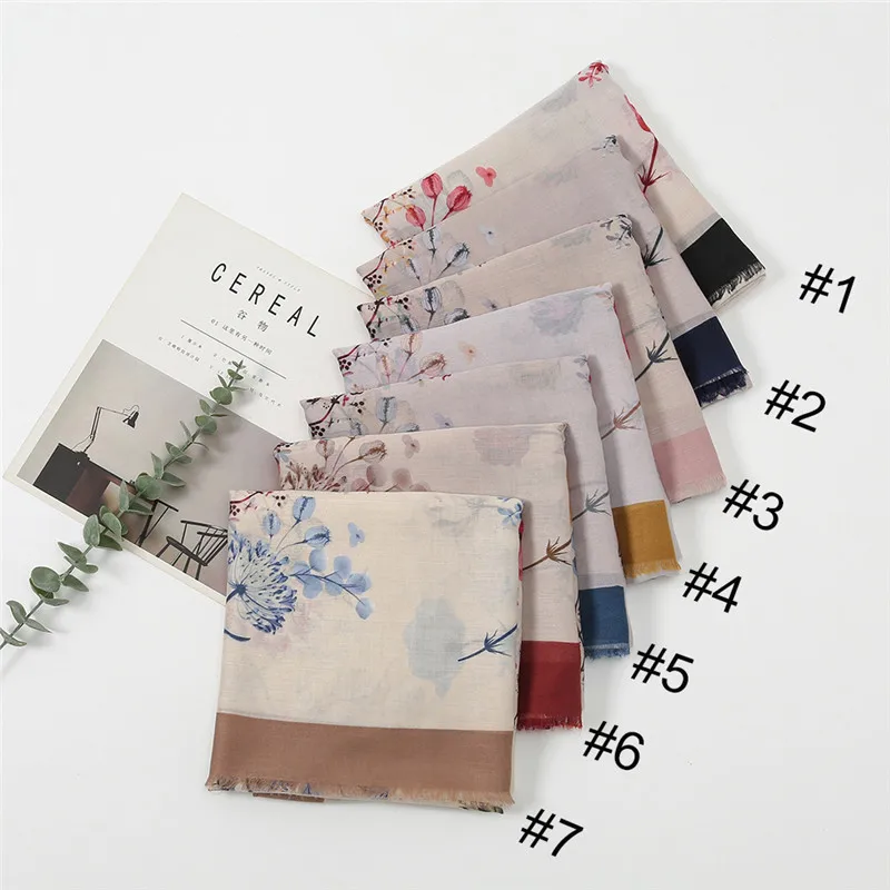 

Spain Fashion Lovely Floral Viscose Shawl Scarf Lady High Quality Soft Thin Wrap Pashmina Stole Bufanda Muslim Hijab 180*85Cm
