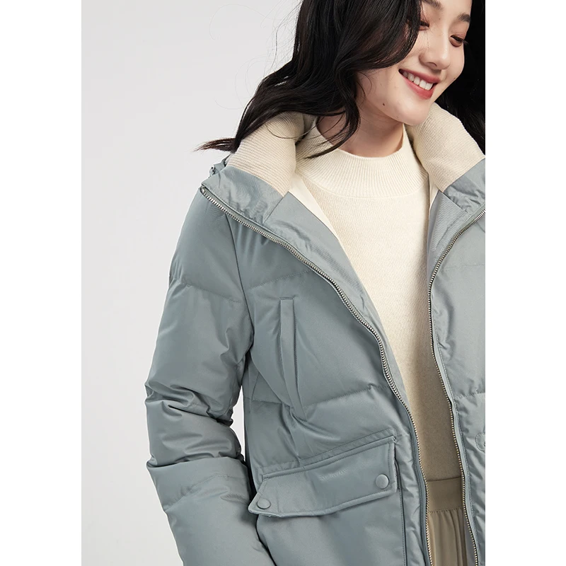 High Quality 90%  White Goose Down  Winter Jacket Women  Casual  Hat Detachable  Zipper  Coat Women  Abrigos Mujer Invierno