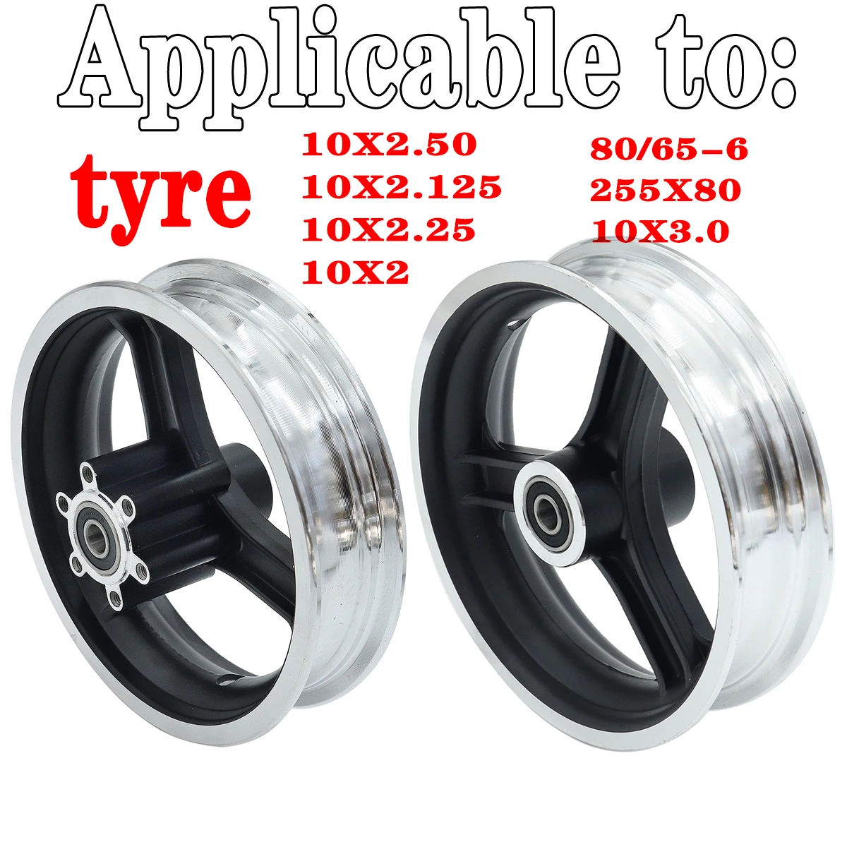 

10 Inch Wheel Hub Rim for 80/65-6 255x80 10X2 10X2.125 10X2.25 10X2.5 10X3.0 Tire Kugoo M4 and M4 Pro Replacement Parts