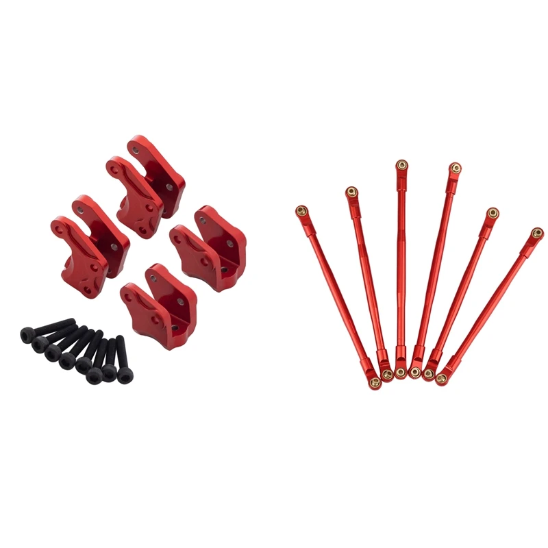 

2 Set RC Car Part: 1 Set Metal Front Rear Axle Lower Shock Linkage Fixd Mount & 1 Set Link Rod Linkage Pull Rod Set