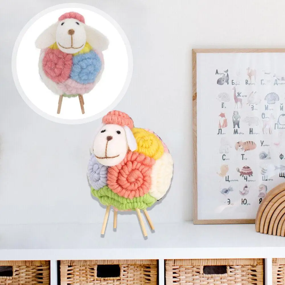 

Wool Felt Adorable Sheep Figurine Lamb Lamb Figurine Stuffed Figurines Desktop Craft Cartoon Desktop Decorations V9G8