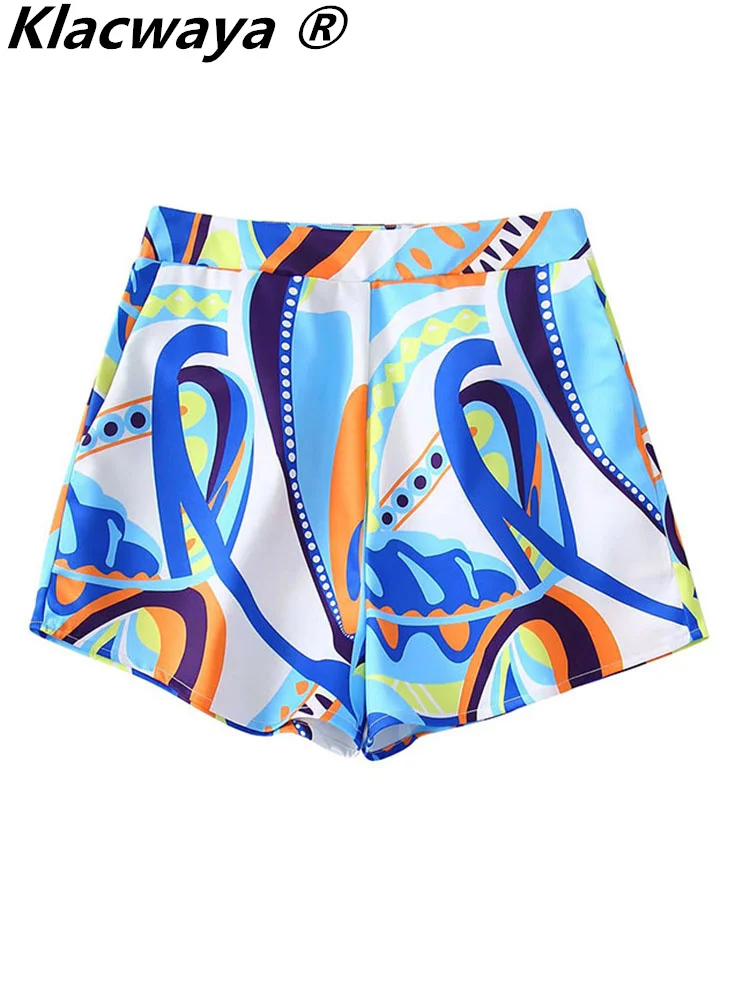 

Klacwaya Women Summer Shorts Casual Women Clothing High Waist Short Fashion Women Pants High Waist Bermuda Shorts For Print