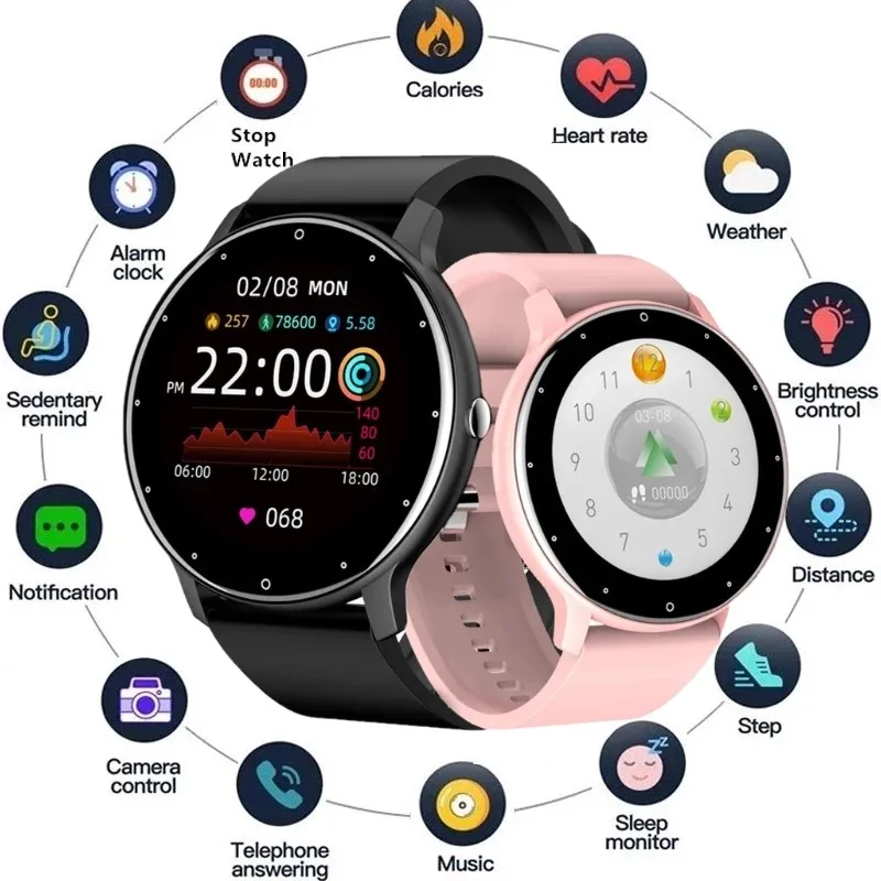 

New Smart Watch Heart Rate Full Touch Screen Sport Fitness Watch IP67 Waterproof Bluetooth For Android ios smartwatch Men Women