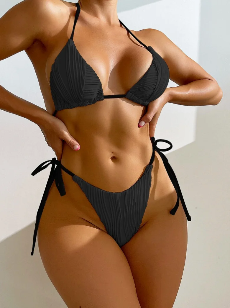 

2023 year new women's sub system with triangle sexy mesh red bikini swimwear suit women high waisted swimsuit clothing sets