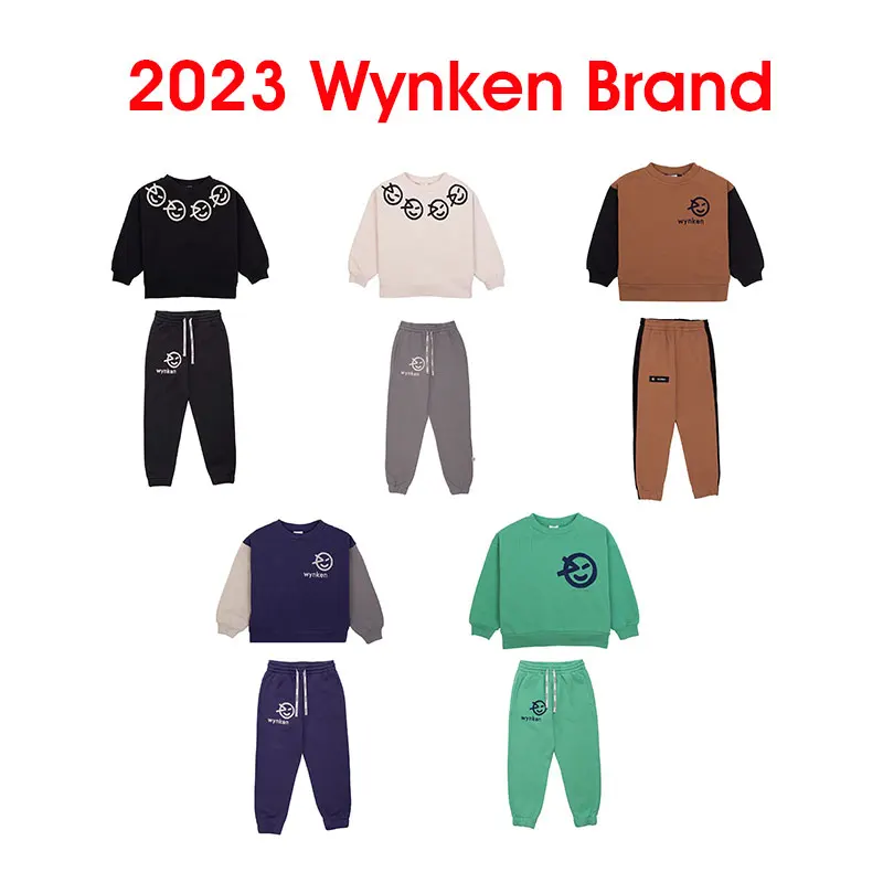 

In Stock 2023 New AW Wyn Original Label Kids Boys Girls Sweatshirt Pants Sets Fashion Print Children Autumn Clothes Sets Wynken