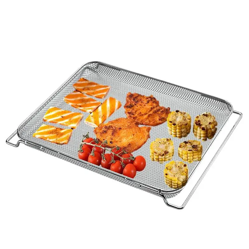 

Stainless Steel Air Fryer Basket Basket Grill Mesh For Air Fryer Multi-Purpose Easy To Clean Air Fryer Supplies For Frying Food
