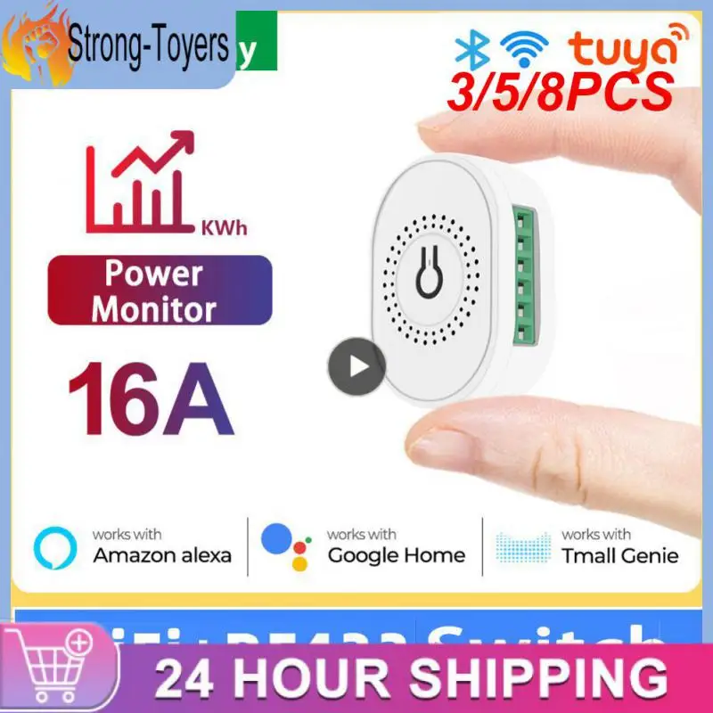 

3/5/8PCS Power Monitor Switch App Control Tuya Smart Breaker Diy Smart Home 16a 2-way Control Wifi Rf433 Mini