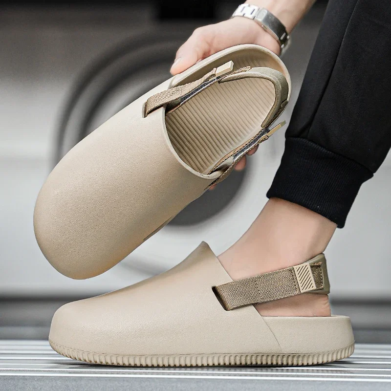 Мужские летние шлепанцы пляжные сандалии на плоской подошве быстросохнущие