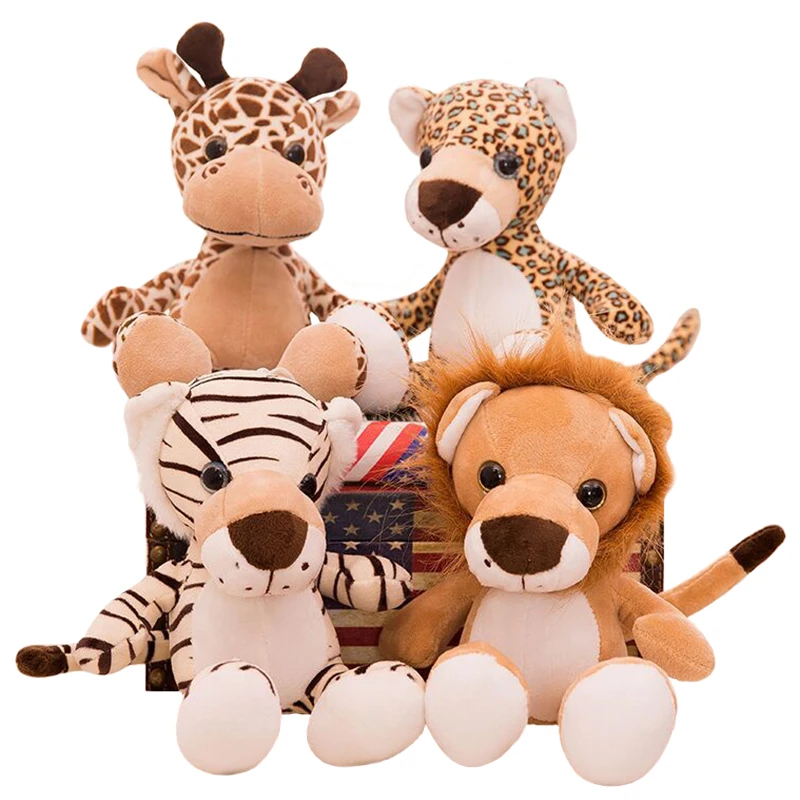 

25 см милые Мультяшные животные, плюшевые искусственные игрушки, милый жираф, Лев, тигр, леопард со спящей подкладкой, мягкая плюшевая игрушк...