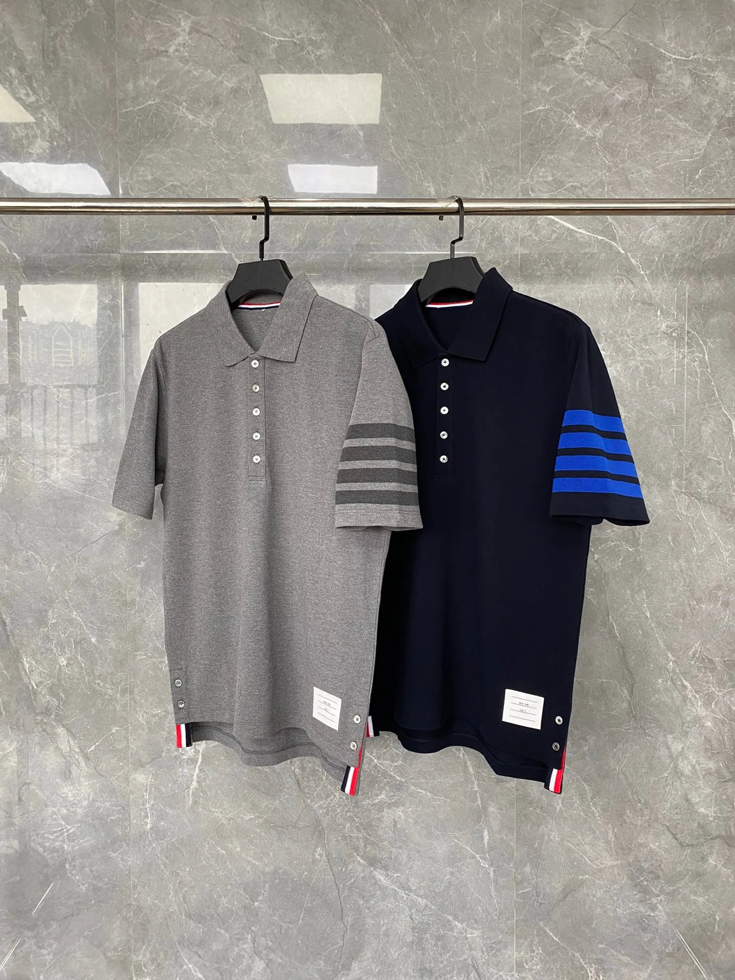 

Hot sale TB summer new sleeve three bar cotton men casual polo shirt short sleeves men clothing