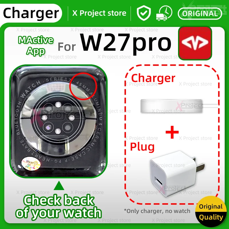 

W27PRO Smartwatch Wireless charger Mactive App For W27 PRO Smart Watch Watch7 pro USB cable Magnetic charging Series7 original
