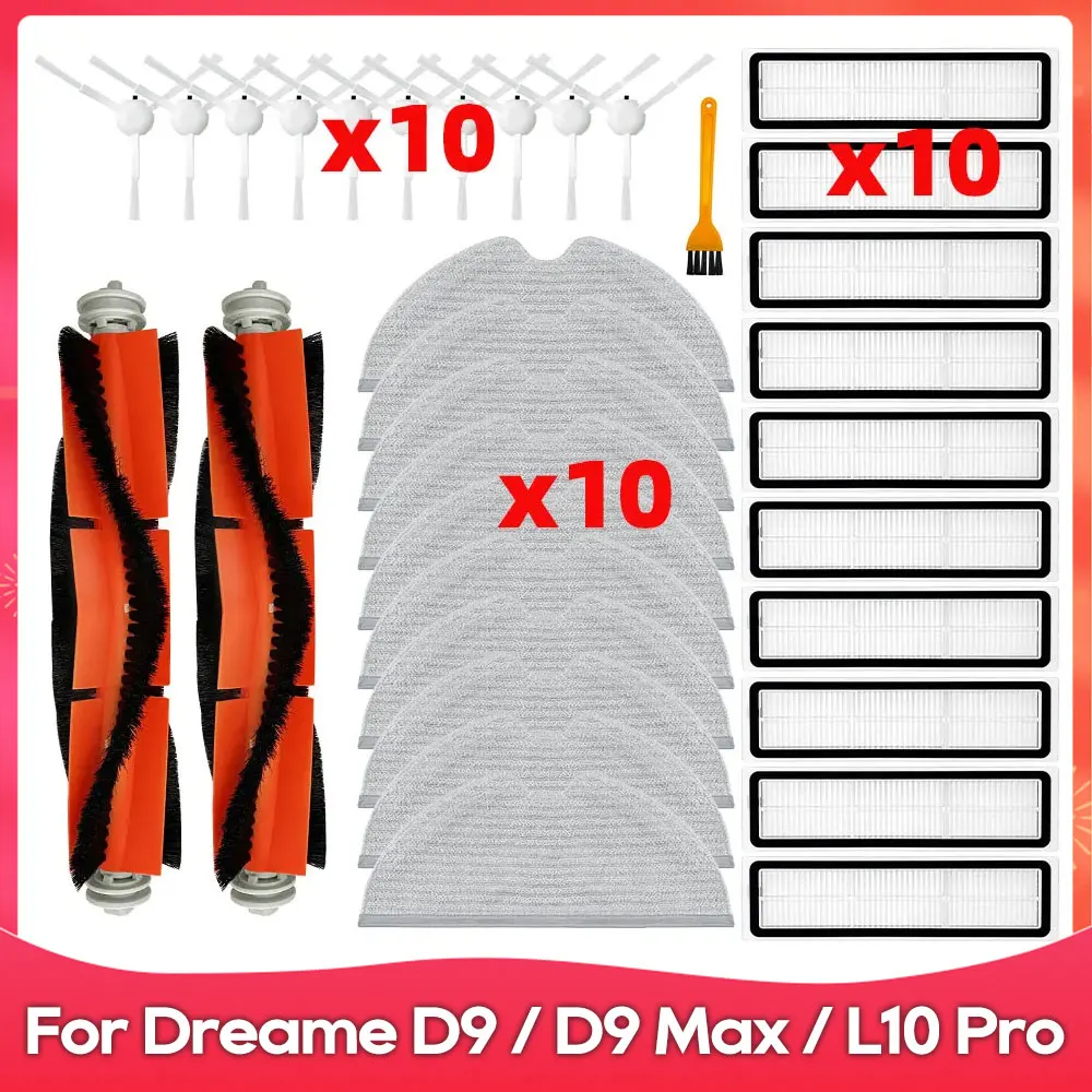 Совместимо с Xiaomi Dreame D9, Dreame Bot L10 Pro, Trouver LDS Finder: основная боковая щетка, фильтр, тряпка, HEPA-фильтр - запасные части аксессуары