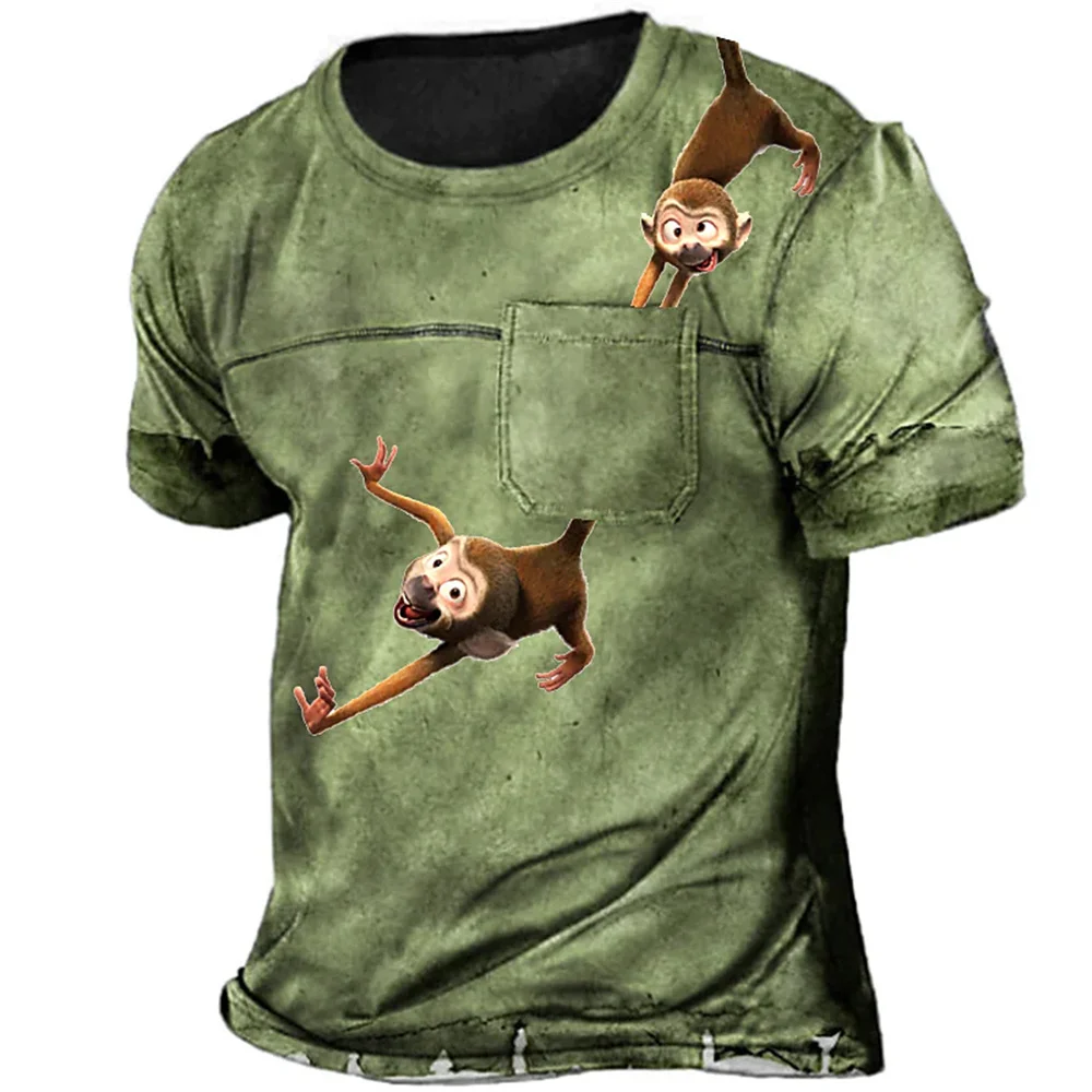 

2022 Cotton 3d Animal Men's Clothing Vintage Men's T-shirts Plus Size T Shirt For Men Oversized Vintage Streetwear Short Sleeve
