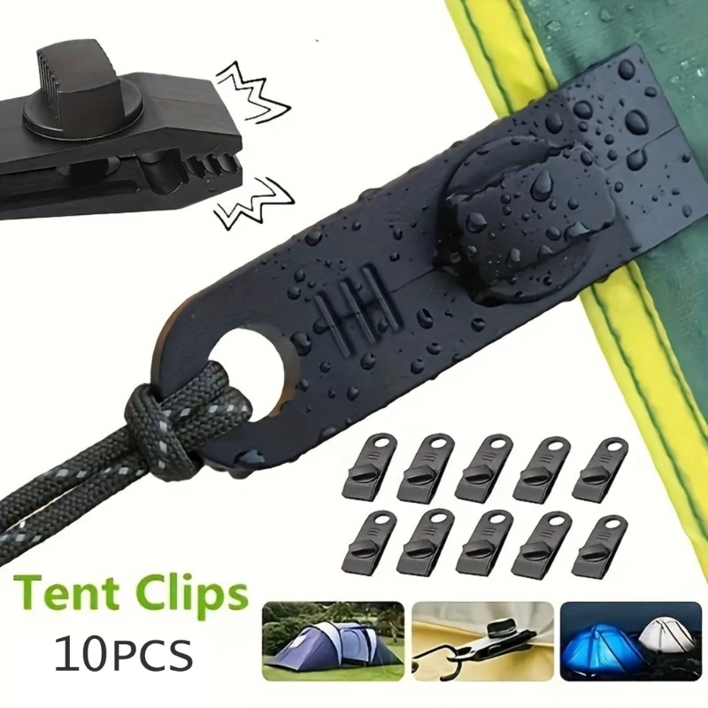 

10Pcs Tent Clip Heavy Duty Tarp Clips Wind-proof Awning Clamp for Outdoor Camping Caravans Canopies Car Boats Pool Cover