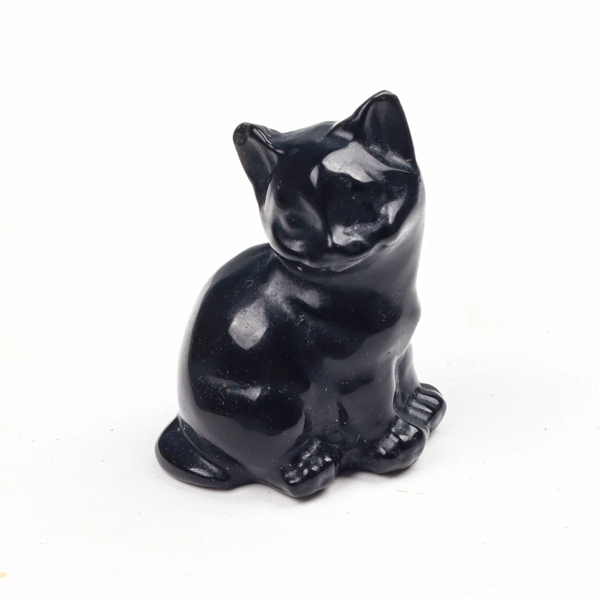 

Мини-фигурка кошки из обсидиана