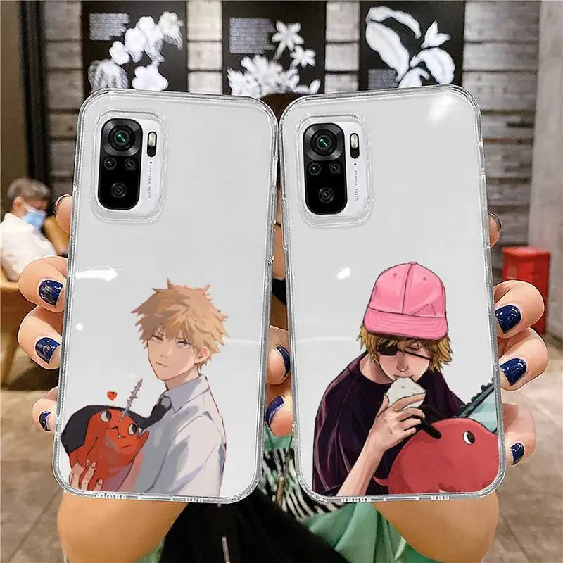

Anime Chainsaw Man Cartoon Phone Case Transparent for Xiaomi redmi note x f poco 10 11 9 7 8 3 i t s pro cover shell coque
