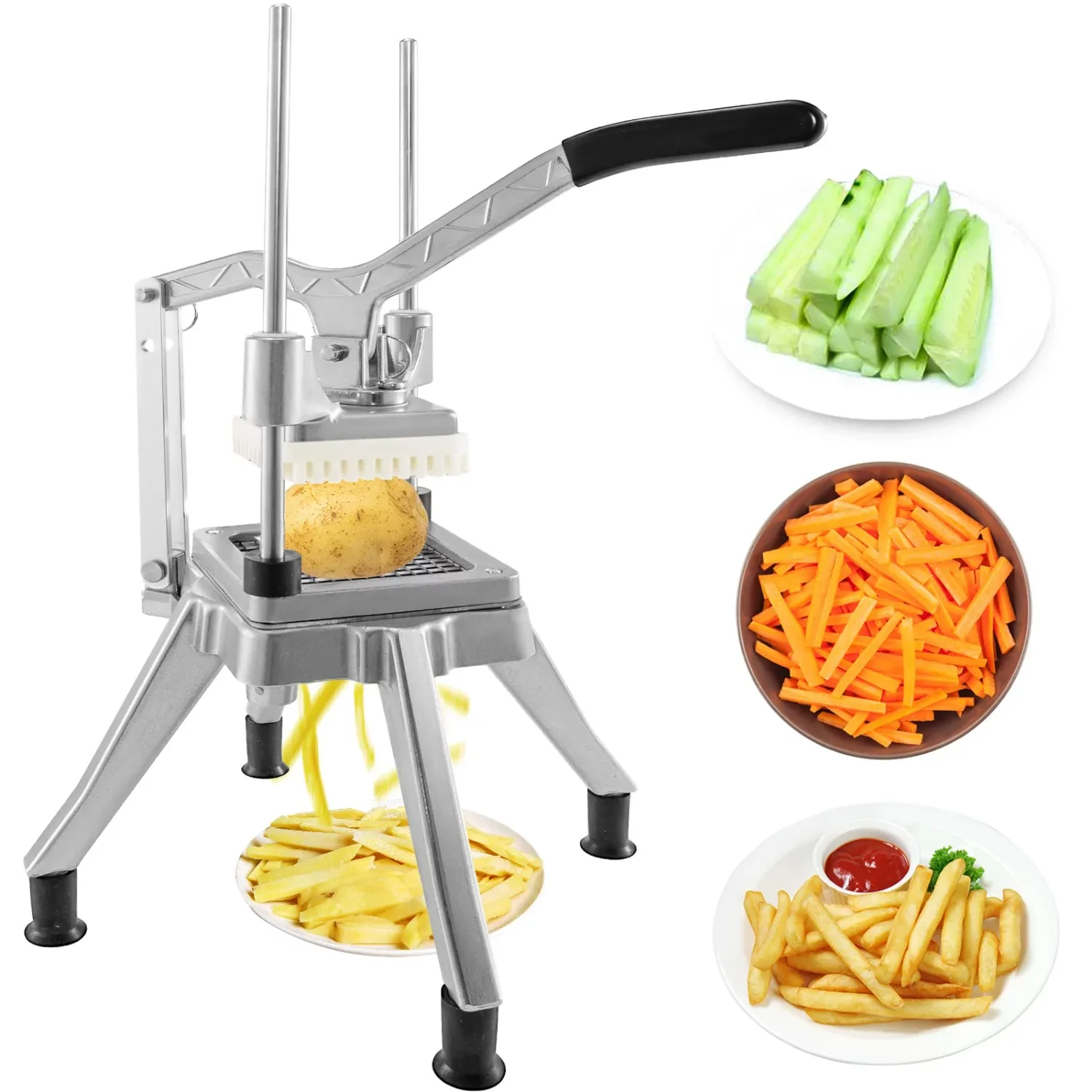 

Vegetable Fruit Chopper 1/4in Blade Heavy Duty Professional Food Dicer Kattex French Fry Cutter Onion Slicer Stainless Steel