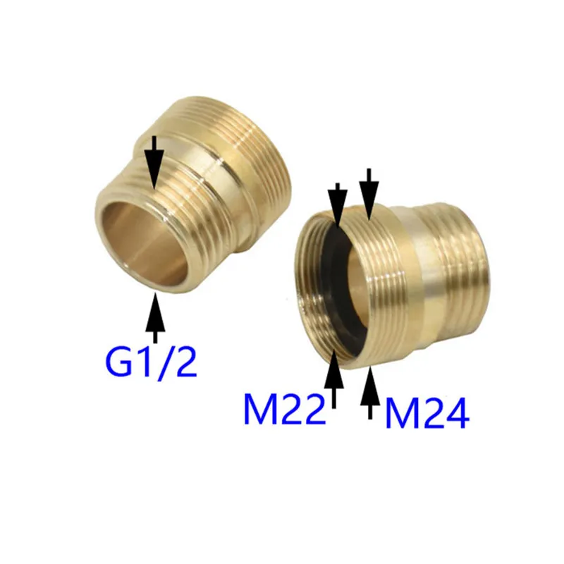 

Brass Adapter Water Tap Connector M22 internal Thread * M24 External Thread To 1/2 inch External Thread Faucet Fittings