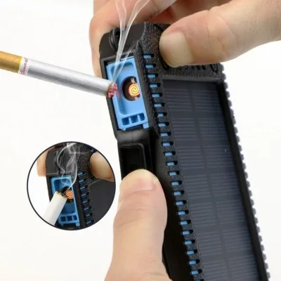 30000mah waterproof solar power bank high capacity mobile phone cigarette lighter charging sos outdoor emergency free global shipping