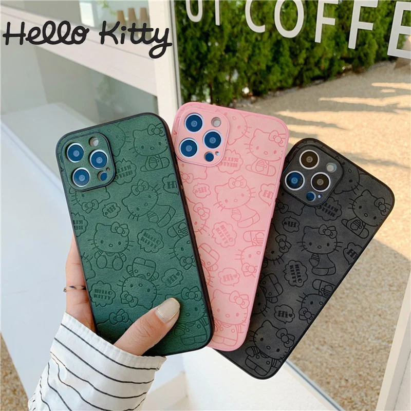 Чехол Hello Kitty из искусственной кожи для IPhone 13, 12, 11 Pro, XS Max, XR