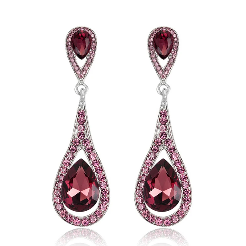 

Women earrings Bridal Wedding Dress retro Earrings Water Drop Crystal Earrings Pendant long earrings tassel earrings