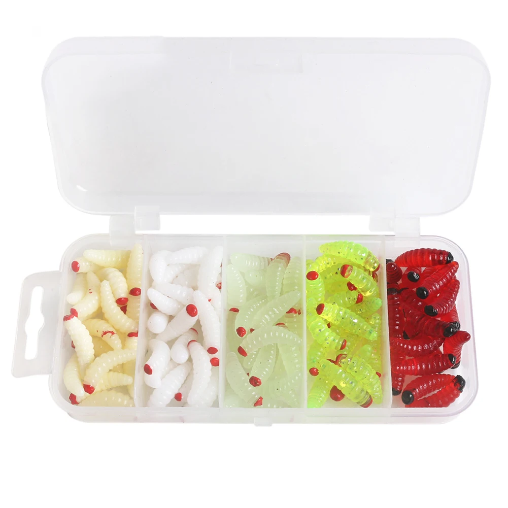 

Artificial Bait Soft Bait Red Silica Gel White 100 Pcs 20*7mm Beige Green Luminous Small Mouth Cocker Brand New