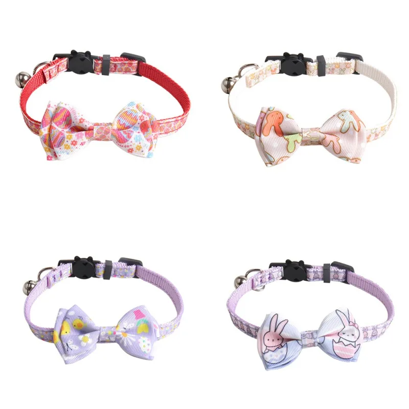 

Cute Cat Collar with Bell Bowknot Breakaway Puppy Kitten Collar Bow Tie Adjustable Dog Necklace Collar for Pet Accessories