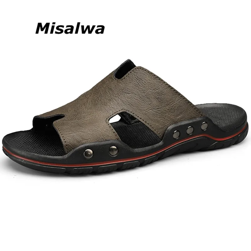 

Туфли Misalwa мужские с заклепками, праздничные шлепанцы, повседневная обувь на плоской подошве, сланцы для дома и пляжа, путешествия