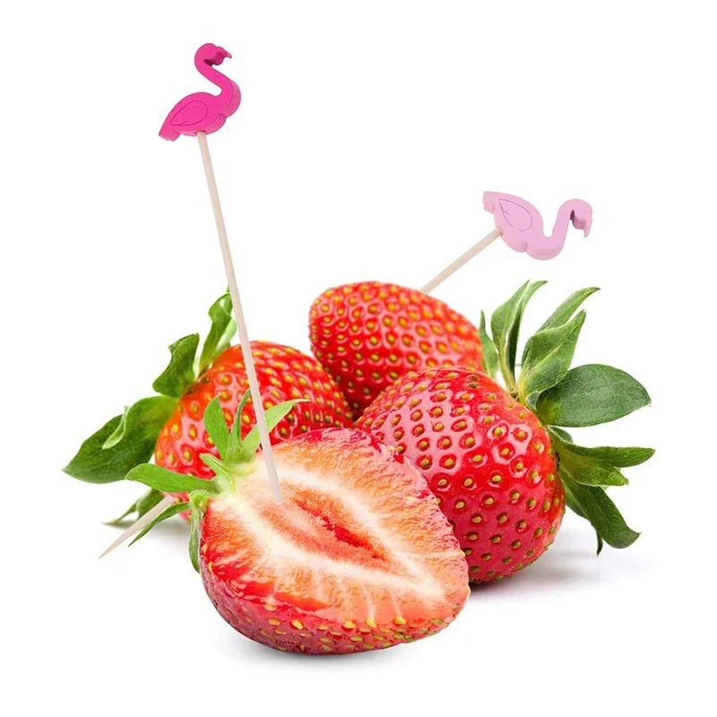 100 шт. бамбуковые коктейльные палочки фруктовый фламинго для коктейлей закусок