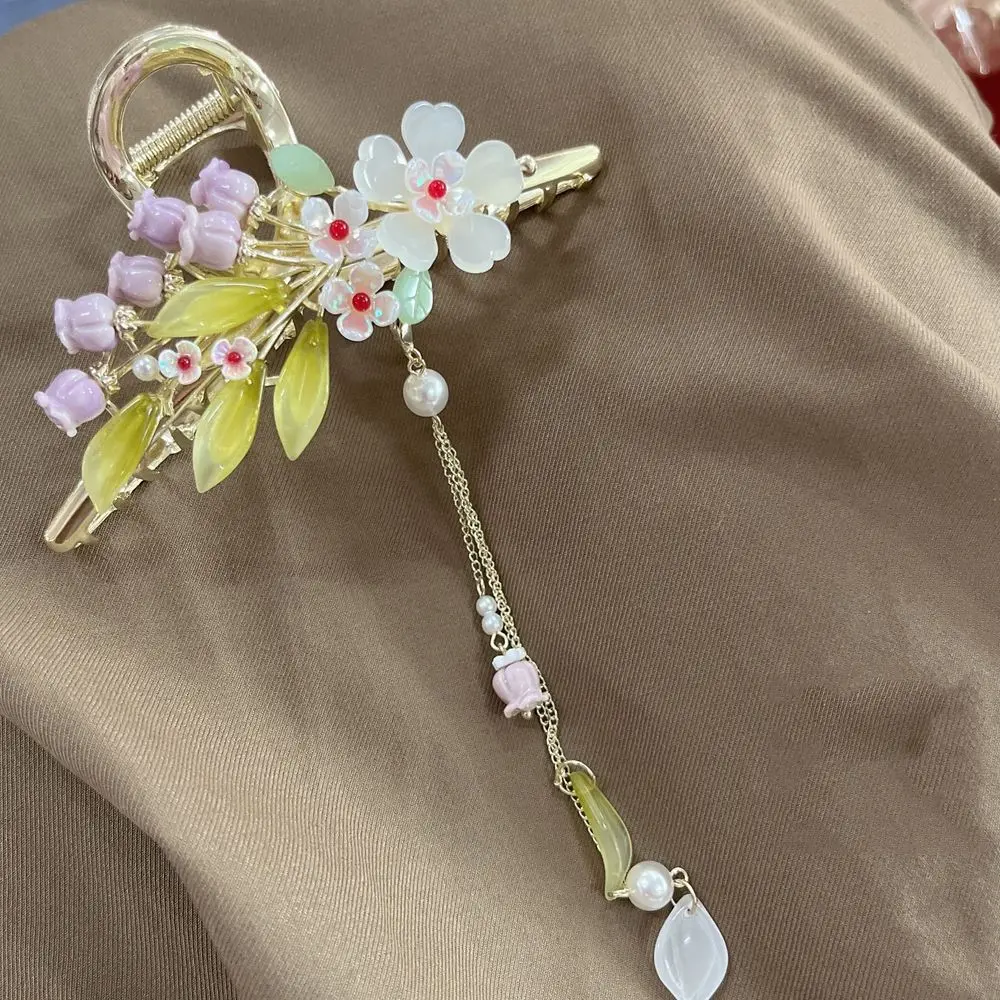 

1PC Fairy Butterfl Hair Clip Bell Orchid Tassel Hair Claw Simple Ancient Style Flower Hairpin Chinese Style Hair Accessories