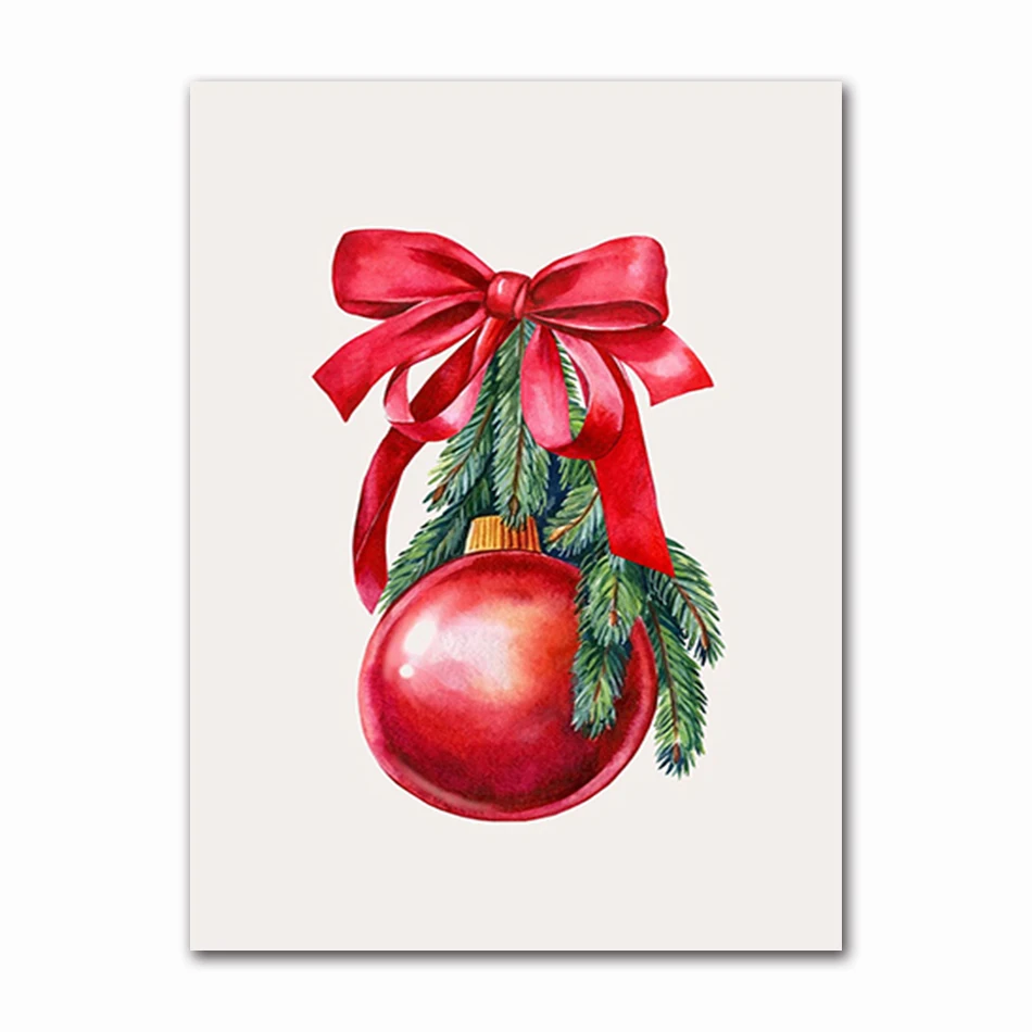 

Красный Рождественский Набор Плакат Санта-Клаус Холст Картина Сосна Белл Художественный Принт Скандинавская Настенная Картина Счастливый Фестиваль Гостиная Спальня Декор