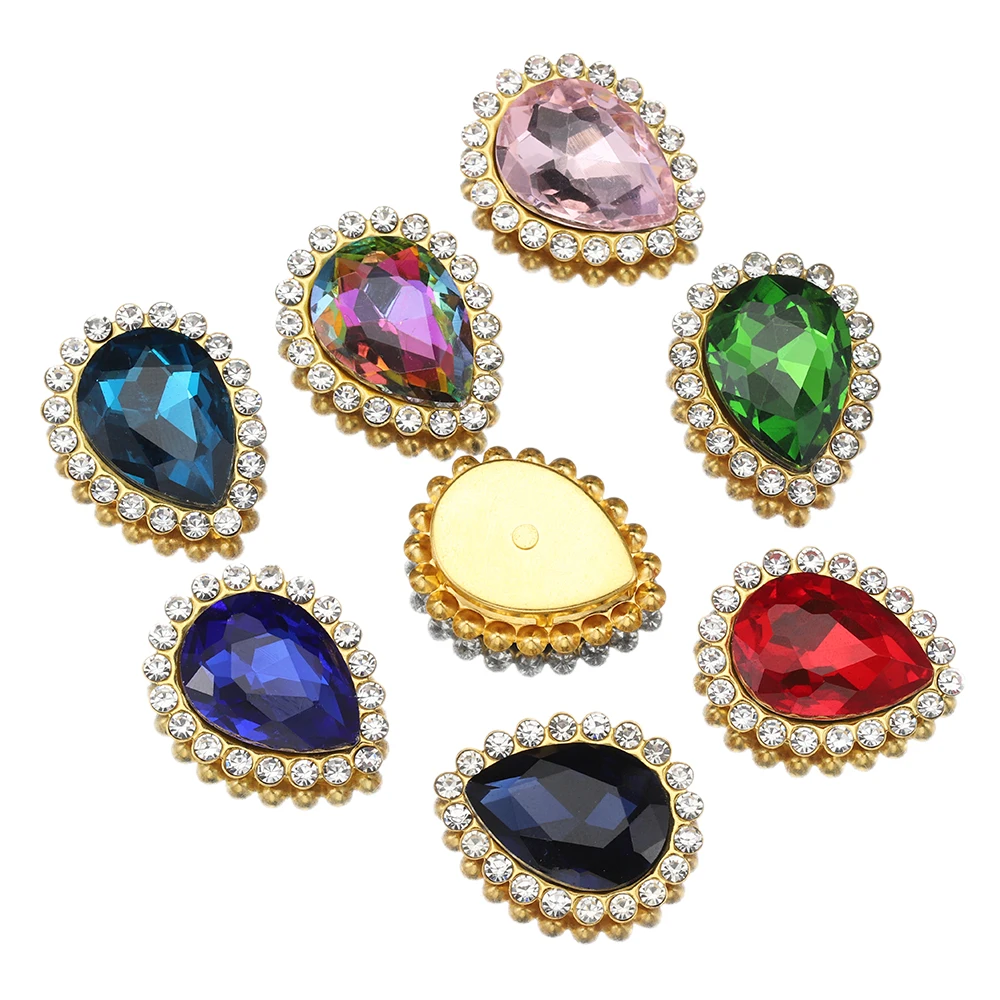 

20pcs/lot Crystal Glass Rhinestone 14x18mm Cabochons on Beads for headband hair clip Jewelry Making Needlework DIY Bows Supplies