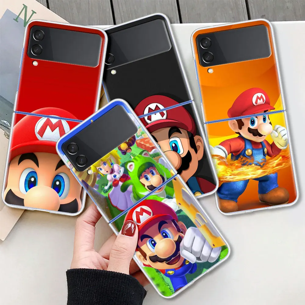 

Super Mario Fundas Phone Case For Samsung Galaxy Z Flip 3 5G Transparent Hard Cell Cover ZFlip 3 Clear Celular PC Capa