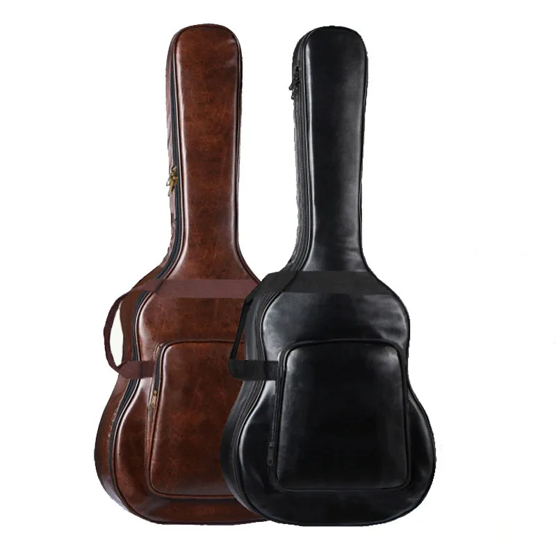 

Sarung gitar anti air 40/ 41 inci dengan tali bahu ganda, tas penyimpanan gitar akustik cokelat, kulit PU