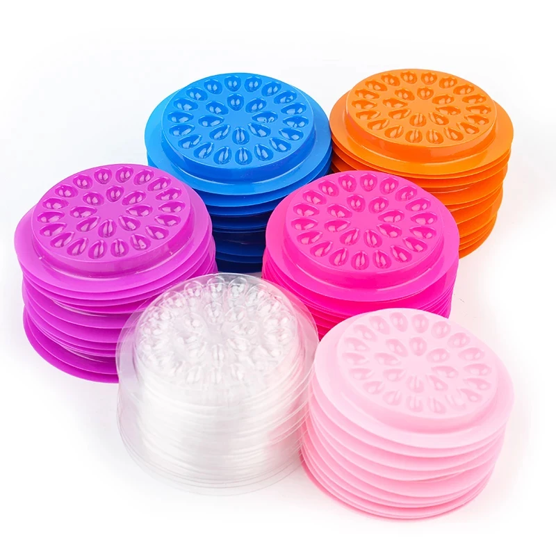

HOT 100 pcs Disposable Holder Sticker Glue Adhesive Pallet For Eyelash Extension Eyelash Makeup Tools Plastic Flower Eyelash