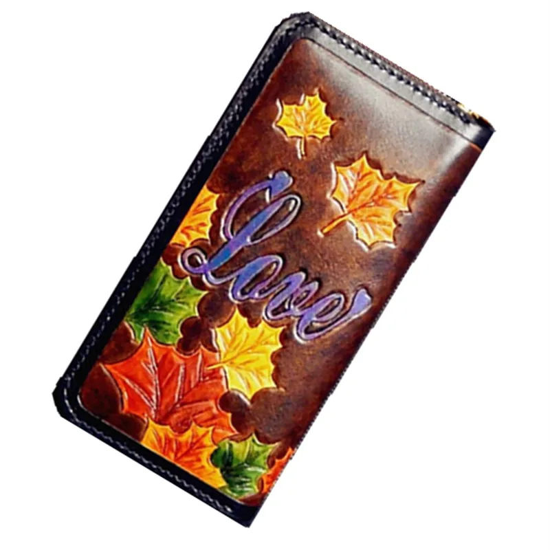 Женские кошельки ручной работы из воловьей кожи длинный клатч кошелек