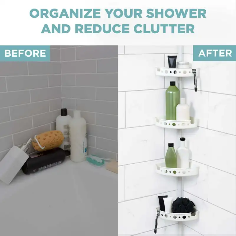 

Pole Shower Caddy, 4 Shelves, White