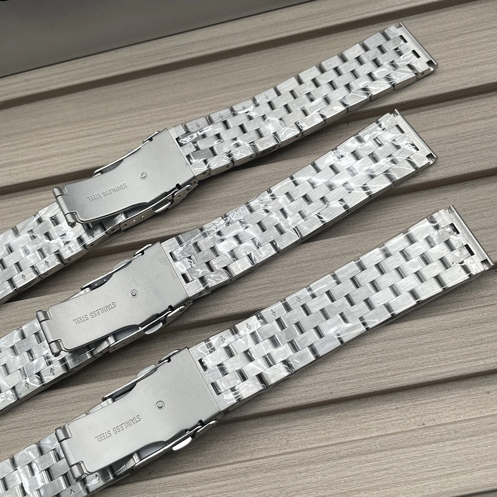 20MM*220MM No Logo Stainless Steel Bracelet 316L Watch Strap Butterfly Folding Buckle Repair Replacement Tool