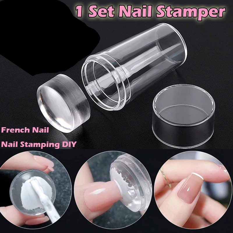 

3pcs/set Fashion Nail Art Manicure Transfer Polish French Crystal Silicone Head With Scraper Stamping Stamping Plate