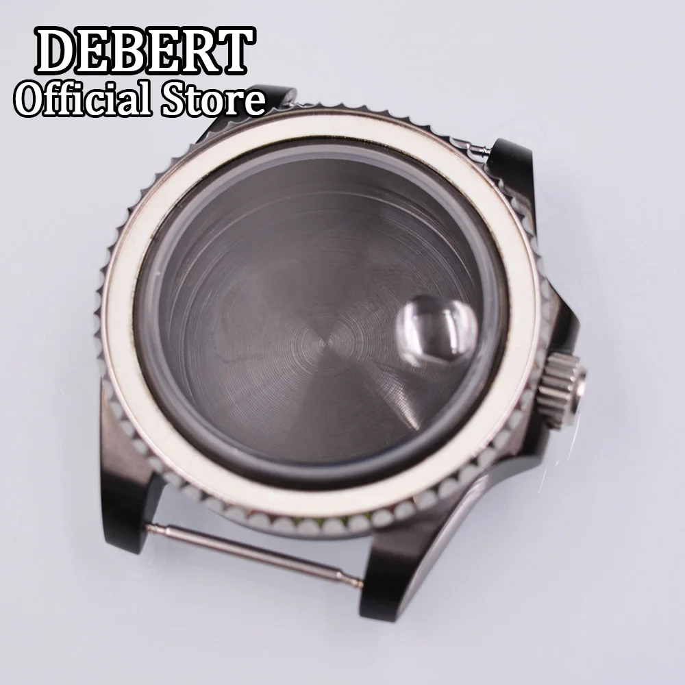 

40mm silve rotating bezel black PVD watch case sapphire fits ETA2824 2836 Miyota8205 8215 821a DG2813 3804 NH35 NH36 movement
