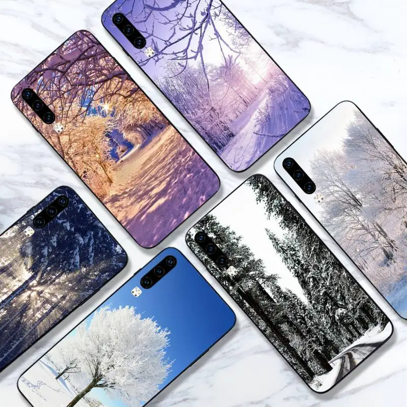 

Winter Light Snow white pattern Phone Case For Huawei honor Mate 10 20 30 40 i 9 8 pro x Lite P smart 2019 Y5 2018 nova 5t