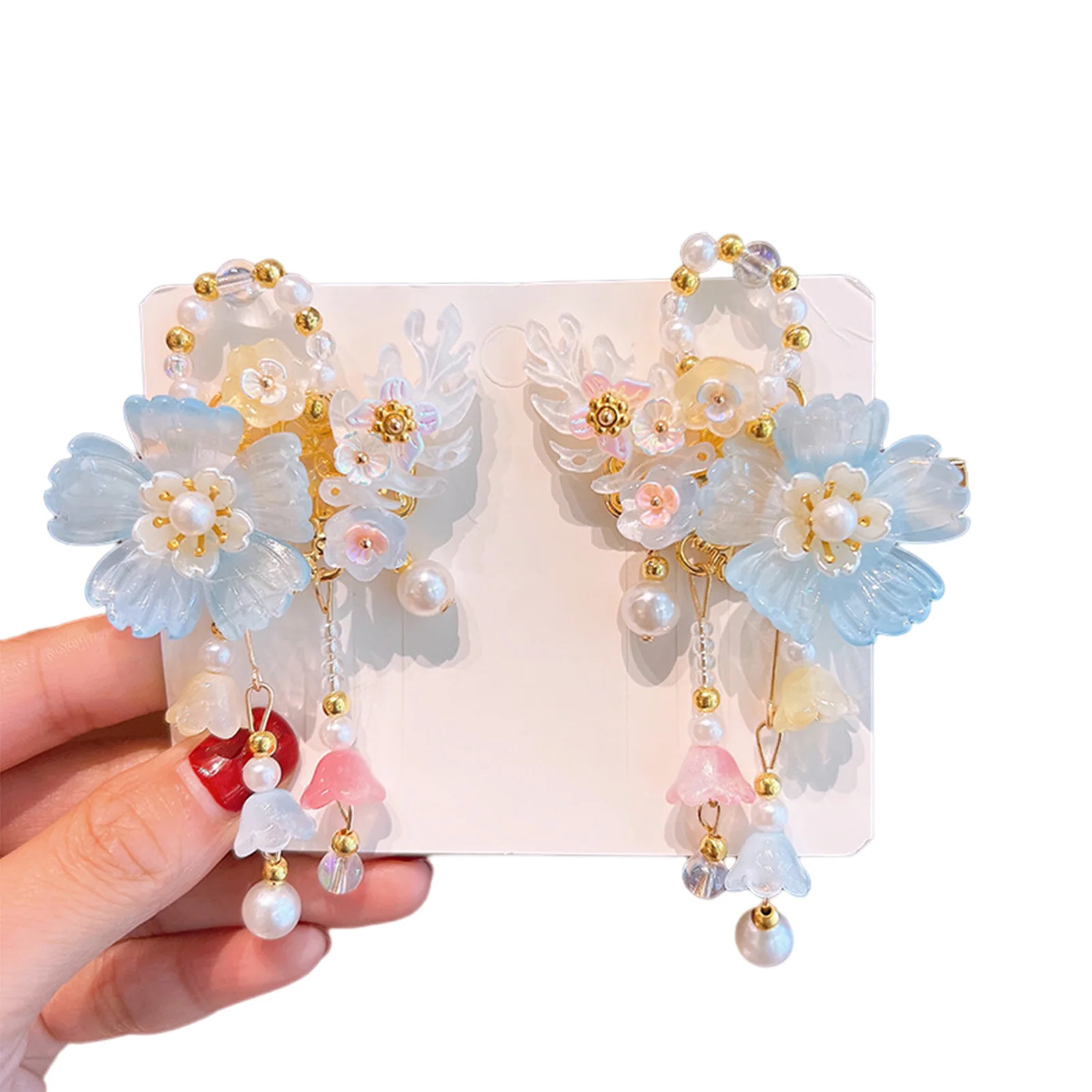 

Ancient Princess Flower Hair Clips Stable Grip Non-slip Tassels Headpiece for Hair DIY Accessory Hair Styling