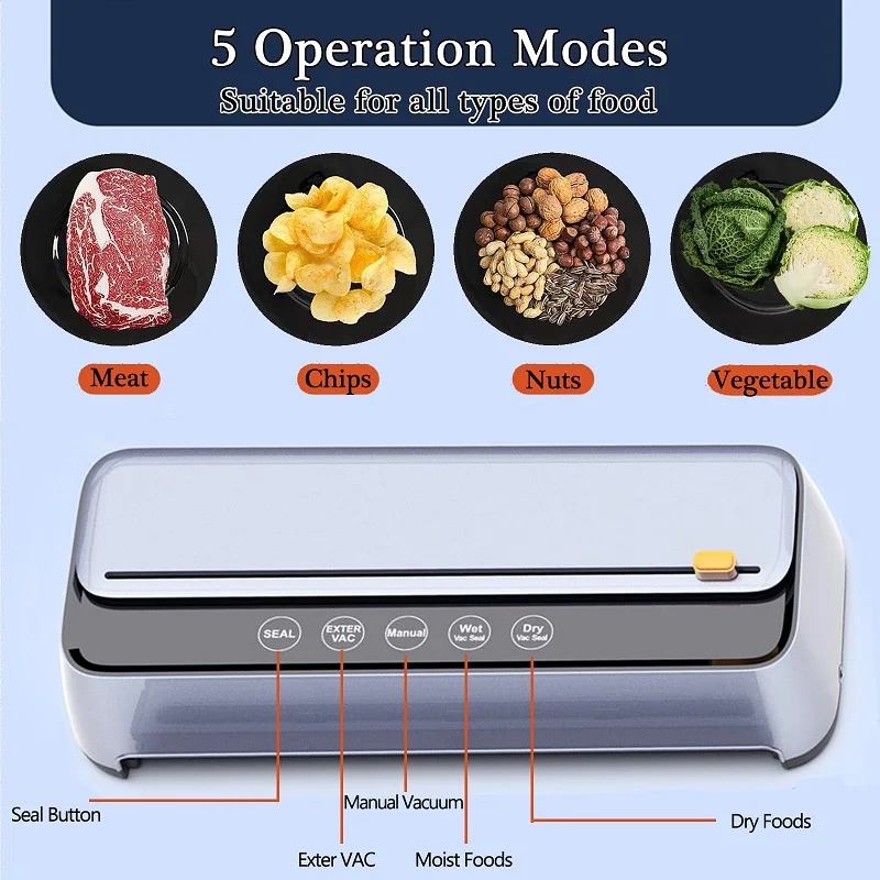 Вакуумный упаковщик 2 насоса 85 кПа полностью 8-в-1 автоматический пищевых