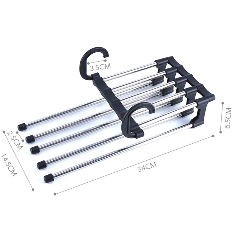 5 in 1 Stainless Steel Folding clothes Hang Pant Rack for Clothes Organizer Multifunction Shelves Closet Storage Organizer images - 6