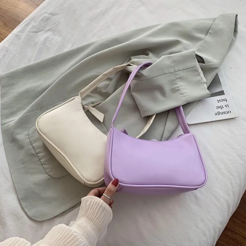 

2022 Trend Soft PU Leather Women Bag Underarm Bag Retro Solid Color Lady Handbags Fashion Design Girls Small Shoulder Bags