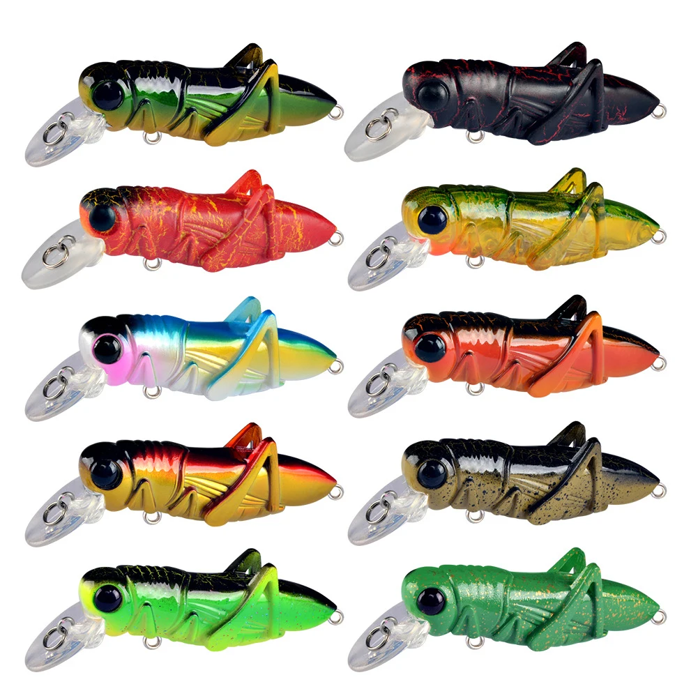 

1PC Minnow Fishing Lure 75mm 8g Fishing Bait with 2 Treble Fishing Tackle Hard Bait Topwater Artificial Wobbler Grasshopper Lure