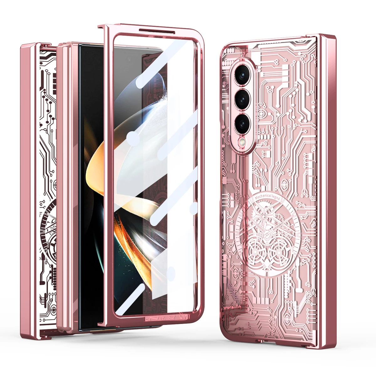 

Anti-Knock Plating Fashion Glass Film Case for Samsung Galaxy Z Fold 4 Fold5 Fold4 Fold3 Fold 3 5 Zfold4 Full Body Cover Cases
